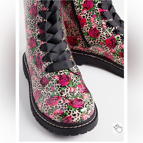 Torrid x Betsey Johnson Leopard Rose Combat Boots - Picture 2 of 10